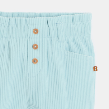 بنطلون من الثوب المخملي المضلع، بمحيط خصر مرن، باللون الأزرق للفتيات الصغيرات.