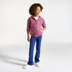 Sweat-shirt à capuche imprimé violet Fille