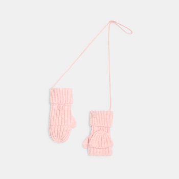 Moufles/Mitaines côtelées rose Fille