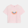 T-shirt rose motif arc-en-ciel Fille T-shirt rose motif arc-en-ciel Fille