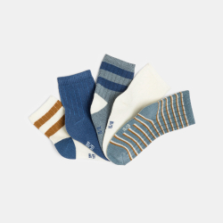 Chaussettes côtelées rayées  bleu bébé garçon