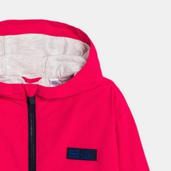 معطف واقي من الرياح وطارد للماء، بغطاء للرأس وباللون الأحمر، للفتيات