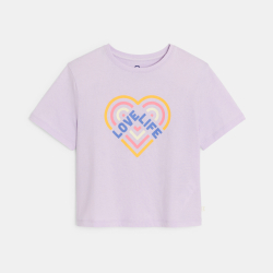T-shirt violet motif coeur Fille