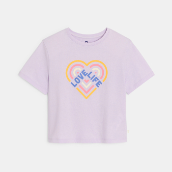 T-shirt violet motif coeur Fille