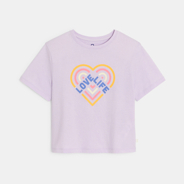 T-shirt violet motif coeur Fille T-shirt violet motif coeur Fille