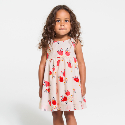 Robe à bretelles gaufrée et bloomer rose bébé fille