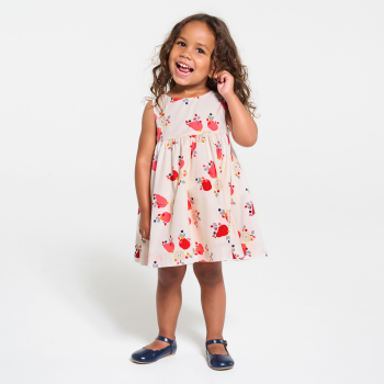 فستان بحمّالات منفوش وسروال وردي اللون للطفلة الصغيرة