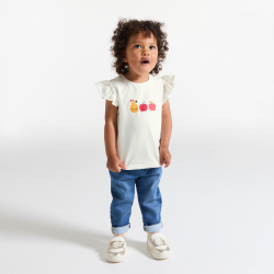 T-shirt à volants fruits blanc bébé fille