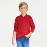قميص بولو بأكمام طويلة من قماش الجيرسيه المضلع، أحمر اللون، للأولاد قميص بولو بأكمام طويلة من قماش الجيرسيه المضلع، أحمر اللون، للأولاد