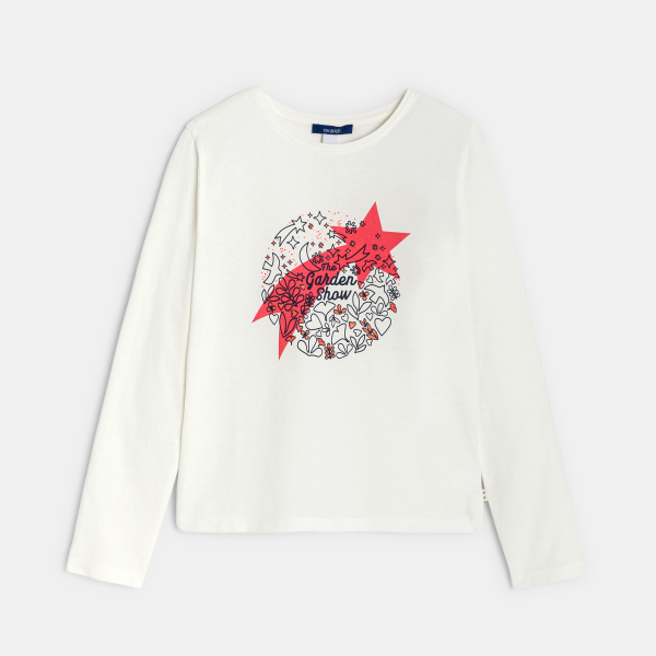 تيشيرت بأكمام طويلة وباللون الأبيض للفتيات تيشيرت بأكمام طويلة وباللون الأبيض للفتيات