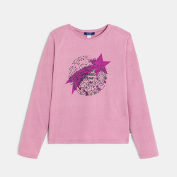T-shirt rose manches longues Fille