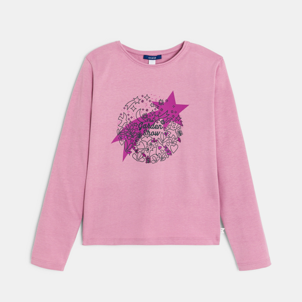 تيشيرت بأكمام طويلة باللون الوردي، للفتيات تيشيرت بأكمام طويلة باللون الوردي، للفتيات
