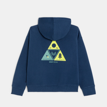 سويت شيرت بغطاء للرأس، باللون الأزرق للفتيان.