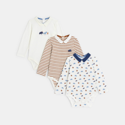 Body manches longues animaux bleu bébé garçon