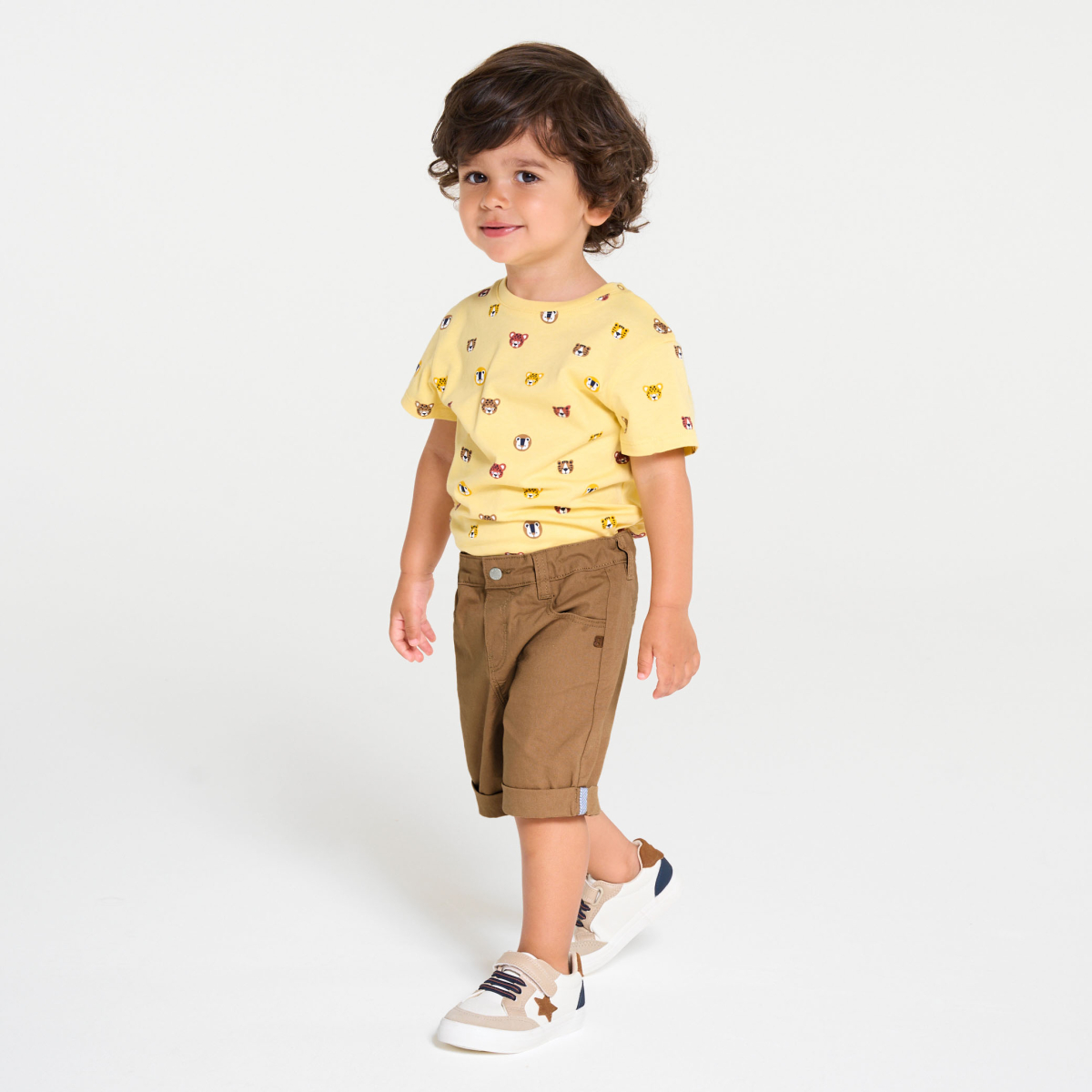 Bermuda droit coton fantaisie marron bébé garçon Bermuda droit coton fantaisie marron bébé garçon