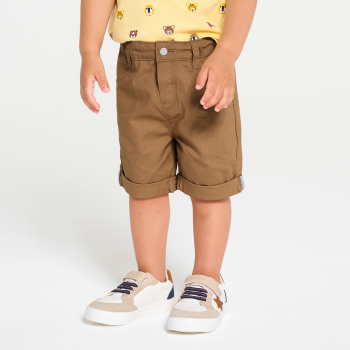 Bermuda droit coton fantaisie marron bébé garçon