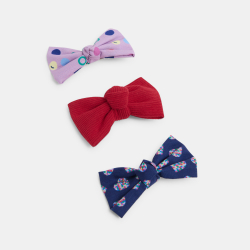 Barrettes nœuds papillon imprimés (lot de 3) gris/noir fille