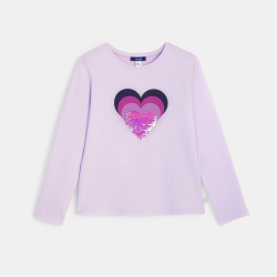 T-shirt manches longues à sequins magiques violet Fille
