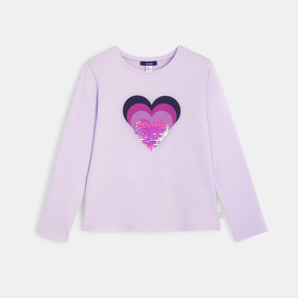T-shirt manches longues à sequins magiques violet Fille T-shirt manches longues à sequins magiques violet Fille