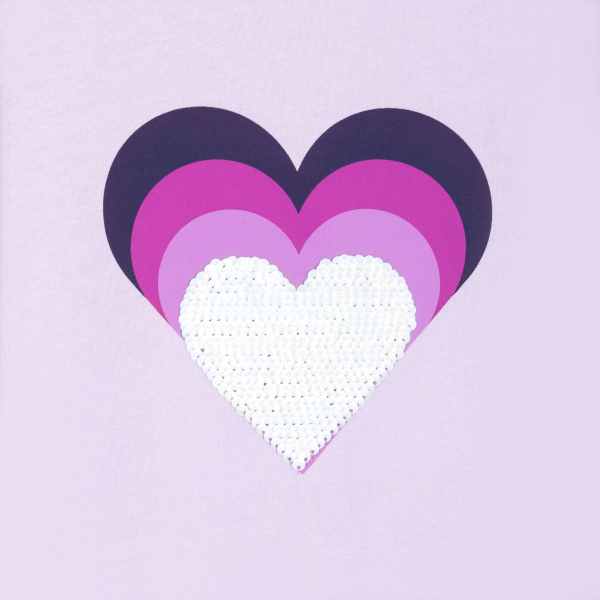 تيشيرت بأكمام طويلة، باللون الأورجواني، ومُزيَّن بترتر سحري مُغاير، للفتيات