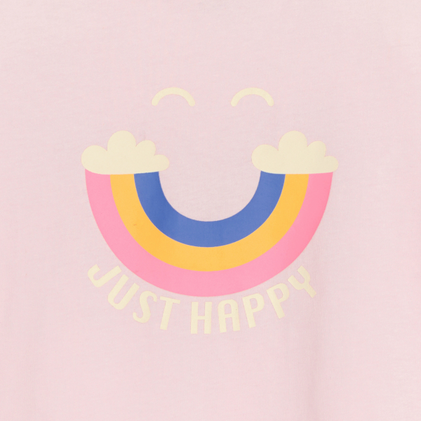 تيشرت باللون الوردي ومُزيَّن برسمة قوس قزح، للفتيات تيشرت باللون الوردي ومُزيَّن برسمة قوس قزح، للفتيات
