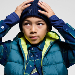 Bonnet côtelé à revers bleu Garçon