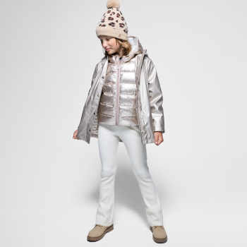 معطف واقٍ من المطر بغطاء رأس ذهبي للفتيات