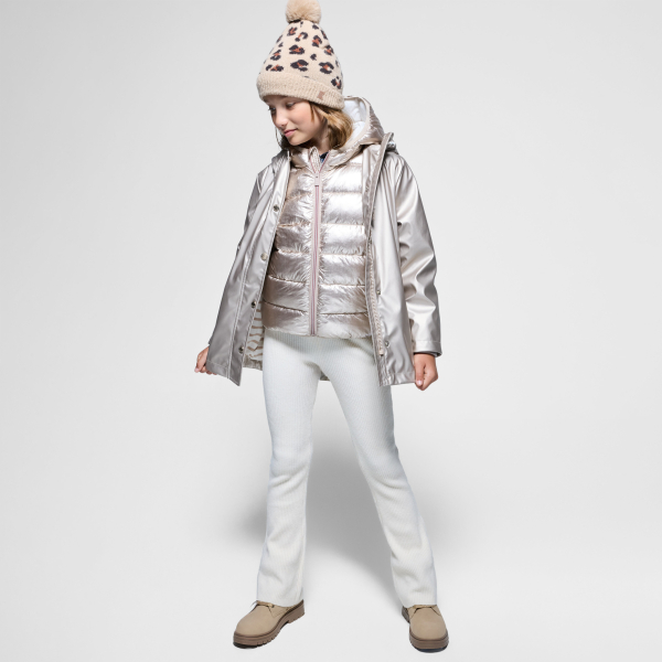 معطف واقٍ من المطر بغطاء رأس ذهبي للفتيات معطف واقٍ من المطر بغطاء رأس ذهبي للفتيات