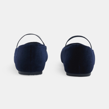 حذاء باليرينا من المخمل باللون الأزرق الداكن للفتيات