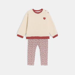 Sweat sherpa et legging jersey imprimé beige bébé fille