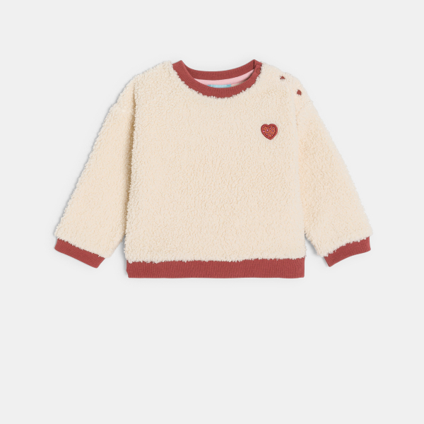 سويت شيرت بصوف الشيربا مع بنطلون (سروال) لاغينغ من الجيرسيه المطبوع وباللون البيج، للفتيات الصغار سويت شيرت بصوف الشيربا مع بنطلون (سروال) لاغينغ من الجيرسيه المطبوع وباللون البيج، للفتيات الصغار