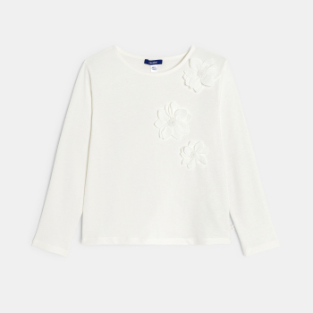 T-shirt manches longues fleurs blanc fille