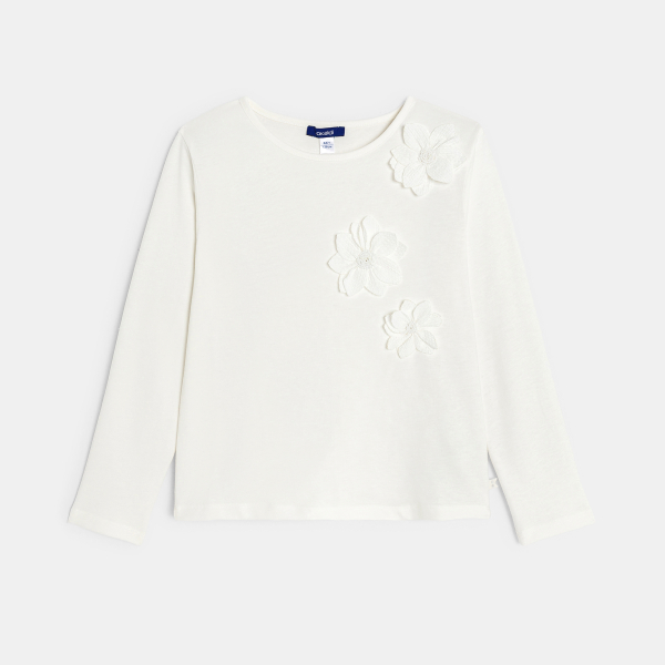 T-shirt manches longues fleurs blanc fille T-shirt manches longues fleurs blanc fille