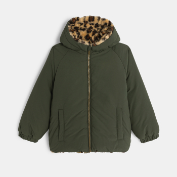 Blouson réversible doublé vert fille