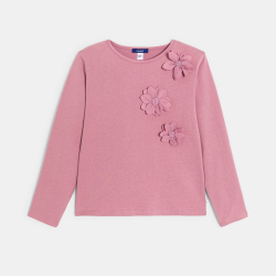 T-shirt manches longues fleurs rose fille