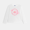 تيشيرت بأكمام طويلة وباللون الأبيض، مُزين بالسحاب، للفتيات تيشيرت بأكمام طويلة وباللون الأبيض، مُزين بالسحاب، للفتيات