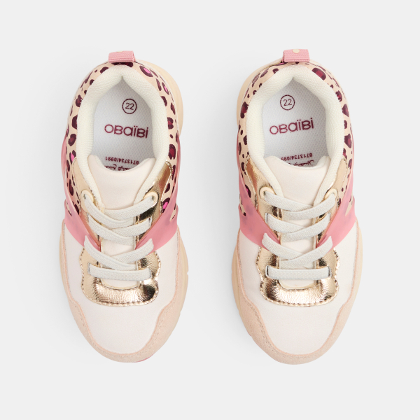 حذاء رياضي مُخصص للجري، به نقشة جلد النمر ومتعدد الألوان للفتيات الصغيرات حذاء رياضي مُخصص للجري، به نقشة جلد النمر ومتعدد الألوان للفتيات الصغيرات