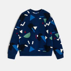 Sweat-shirt à motifs géométriques bleu Garçon