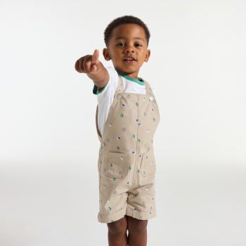 Salopette courte fruits gris bébé garçon