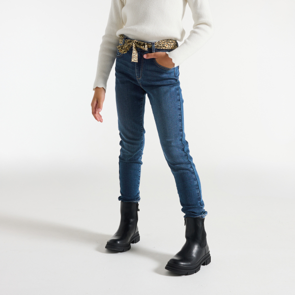 Jean skinny ceinturé bleu Fille Jean skinny ceinturé bleu Fille