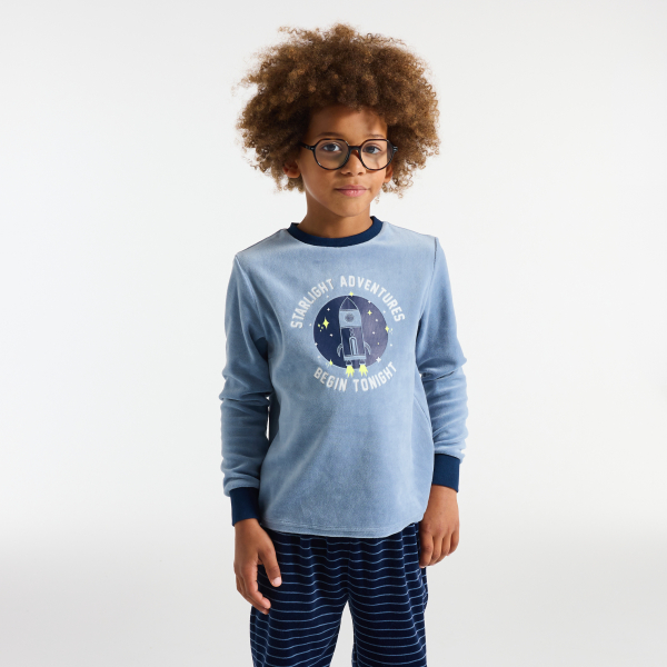 بيجاما قطعتان مخملية، اللون أزرق، للأولاد بيجاما قطعتان مخملية، اللون أزرق، للأولاد