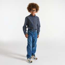 Chemise à carreaux bleu marine Garçon