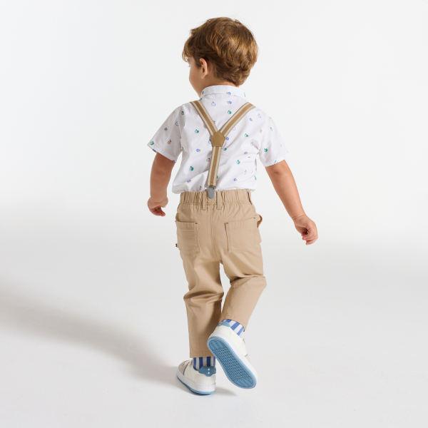 Pantalon à bretelles beige bébé garçon Pantalon à bretelles beige bébé garçon